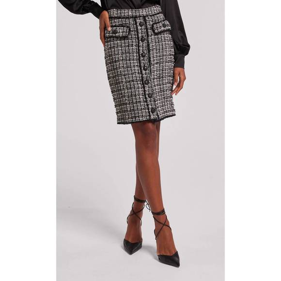 NEW GENERATION LOVE tara tweed skirt in black/white